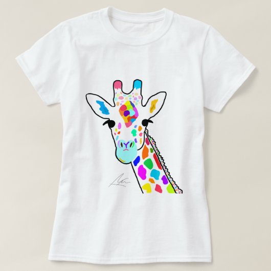 Farbenfrohe Moderne Giraffe Kunst T-Shirt (Design vorne)