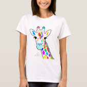 Farbenfrohe Moderne Giraffe Kunst T-Shirt (Vorderseite)