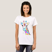 Farbenfrohe Moderne Giraffe Kunst T-Shirt (Vorne ganz)
