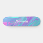 Farbenfrohe moderne Girly Blue Pink Liquid Marmor Skateboard (Horizontal)