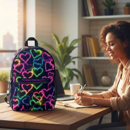 Farbenfrohe Moderne Girly Neon Liebe Personalisier Bedruckter Rucksack