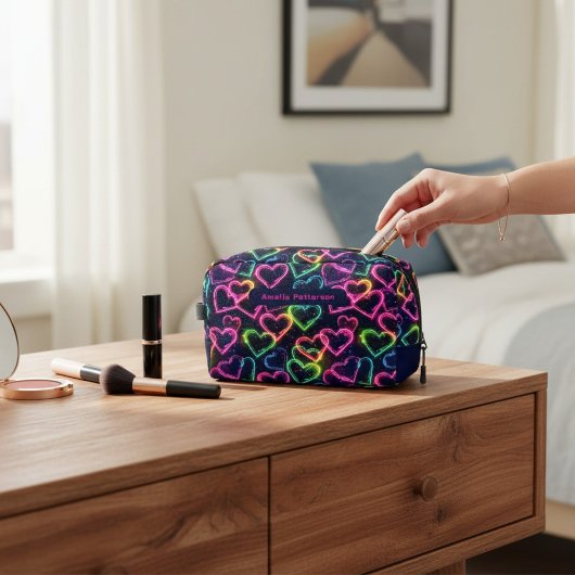 Farbenfrohe Moderne Girly Neon Liebe Personalisier Waschbeutel