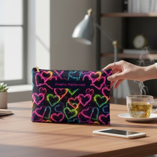 Farbenfrohe Moderne Girly Neon Liebe Personalisier Zubehörtasche