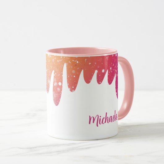 Farbenfrohe moderne Glitzer Personalisiert Tasse (VorderseiteRechts)