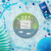 Farbenfrohe moderne, glückliche Noroz-Briefe Fisch Pappteller (Party)