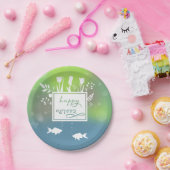 Farbenfrohe moderne, glückliche Noroz-Briefe Fisch Pappteller (Party)