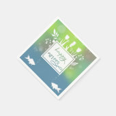 Farbenfrohe moderne, glückliche Noroz-Briefe Fisch Serviette (Ecke)