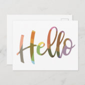 Farbenfrohe moderne Handschrift Hallo Postkarte (Vorne/Hinten)