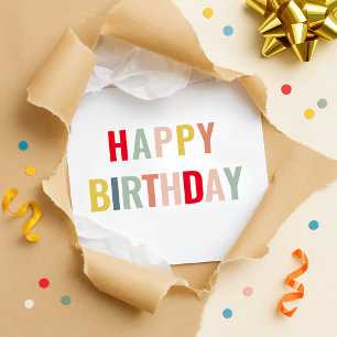 Farbenfrohe moderne Happy Birthday Fetttypografi Einladung