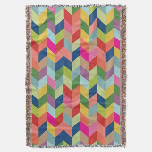 Farbenfrohe, moderne Herringbone Decke (Vorderseite Vertikal)