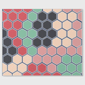 Farbenfrohe, moderne Hexagons-Muster Geschenkpapier (Flach)
