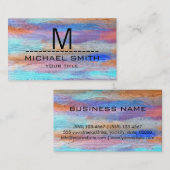 Farbenfrohe, moderne Holzkörner-Monogramm #12 Visitenkarte (Vorne/Hinten)