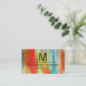Farbenfrohe, moderne Holzkörner-Monogramm #21 Visitenkarte (Stehend Vorderseite)