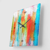 Farbenfrohe, moderne Holzkörnerkleidung #10 Quadratische Wanduhr (Winkel)