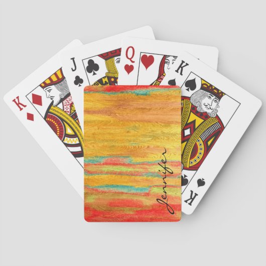 Farbenfrohe, moderne Holzkörnerkleidung Spielkarten (Rückseite)