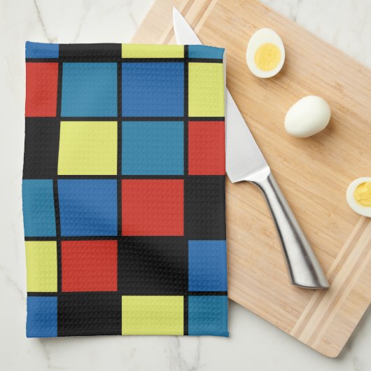 Farbenfrohe, moderne, horizontale Fliesen Muster V Geschirrtuch (Viertel Falte)