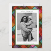 Farbenfrohe, moderne Karierte Foto Weihnachten (Vorderseite)