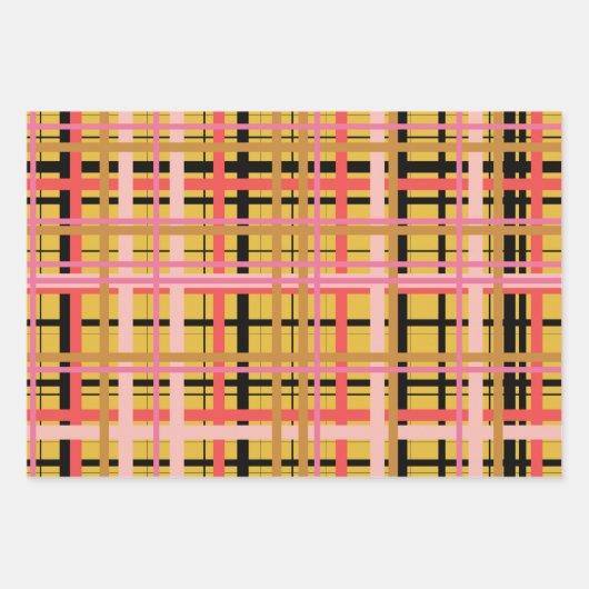 Farbenfrohe, moderne, Karierte Gestaltung in Gelb Geschenkpapier Set (Vorderseite 3)