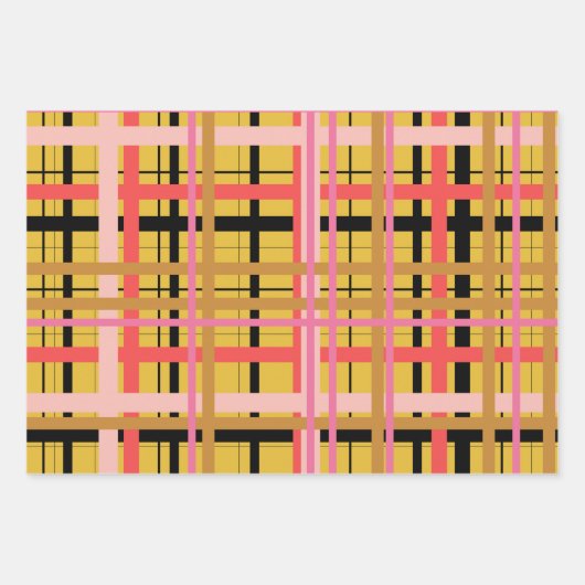 Farbenfrohe, moderne, Karierte Gestaltung in Gelb Geschenkpapier Set (Vorderseite)