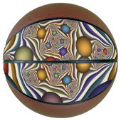 Farbenfrohe moderne Kunst des Abstrakten Fraktals Basketball (Vorderseite)