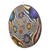 Farbenfrohe moderne Kunst des Abstrakten Fraktals Dartscheibe (Vorderseite rechts)