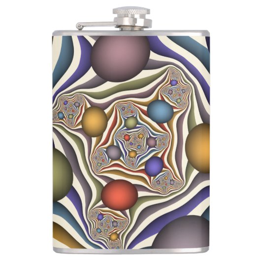 Farbenfrohe moderne Kunst des Abstrakten Fraktals Flachmann (Vorderseite)