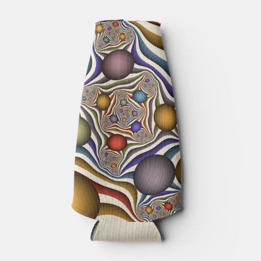 Farbenfrohe moderne Kunst des Abstrakten Fraktals Flaschenkühler (Vorderseite)