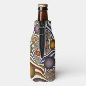 Farbenfrohe moderne Kunst des Abstrakten Fraktals Flaschenkühler (Flasche Rückseite)