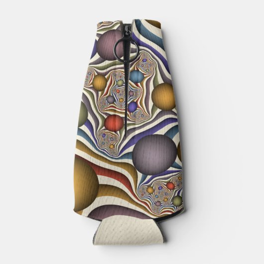 Farbenfrohe moderne Kunst des Abstrakten Fraktals Flaschenkühler (Rückseite)