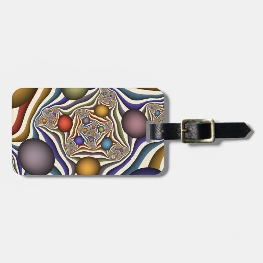 Farbenfrohe moderne Kunst des Abstrakten Fraktals Gepäckanhänger (Vorderseite horizontal)