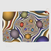 Farbenfrohe moderne Kunst des Abstrakten Fraktals Golfhandtuch (Horizontal)