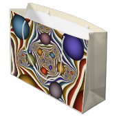 Farbenfrohe moderne Kunst des Abstrakten Fraktals Große Geschenktüte (Rückseite Schrägansicht)