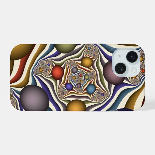 Farbenfrohe moderne Kunst des Abstrakten Fraktals iPhone 15 Hülle (Rückseite (Horizontal))