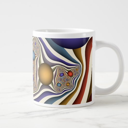 Farbenfrohe moderne Kunst des Abstrakten Fraktals Jumbo-Tasse (Rechts)