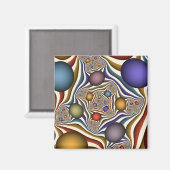 Farbenfrohe moderne Kunst des Abstrakten Fraktals Magnet (Vorderseite/Rückseite)