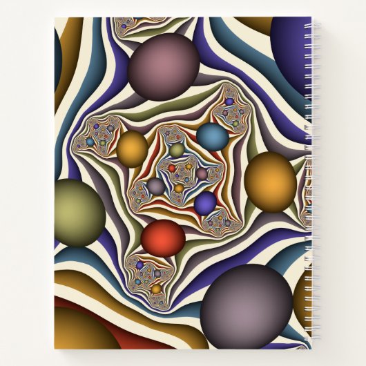 Farbenfrohe moderne Kunst des Abstrakten Fraktals Notizblock (Rückseite)