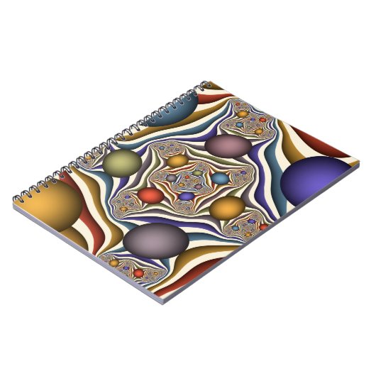 Farbenfrohe moderne Kunst des Abstrakten Fraktals Notizblock (Linke Seite)