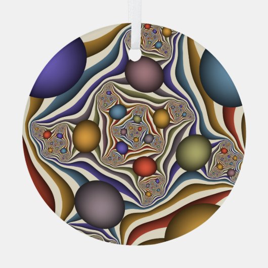 Farbenfrohe moderne Kunst des Abstrakten Fraktals Ornament Aus Glas (Rückseite)