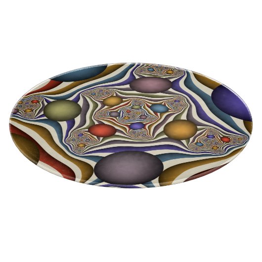 Farbenfrohe moderne Kunst des Abstrakten Fraktals Schneidebrett (Ecke)