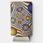 Farbenfrohe moderne Kunst des Abstrakten Fraktals Selters Dosenkühler (Rückseite)