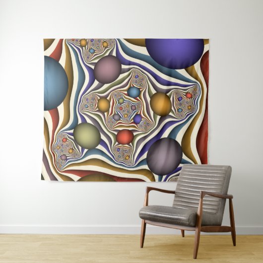 Farbenfrohe moderne Kunst des Abstrakten Fraktals Wandteppich (Beispiel (Horizontal))