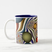 Farbenfrohe moderne Kunst des Abstrakten Fraktals Zweifarbige Tasse (Links)