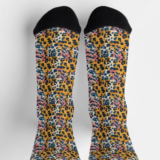 Farbenfrohe, moderne Leopardenmuster Socken (Oben)