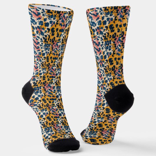 Farbenfrohe, moderne Leopardenmuster Socken (Gewinkelt)