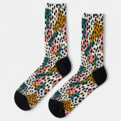 Farbenfrohe, moderne Leopardenmuster Socken (Linkes Detail)