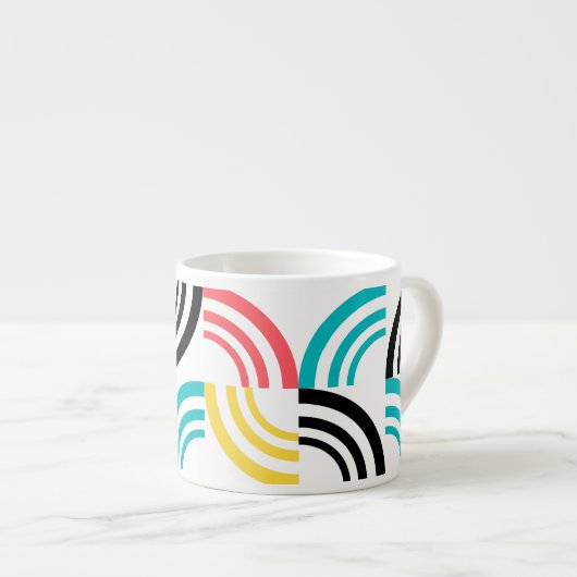 Farbenfrohe, moderne, lustige, fröhliche geometris espressotasse (Vorderseite Rechts)