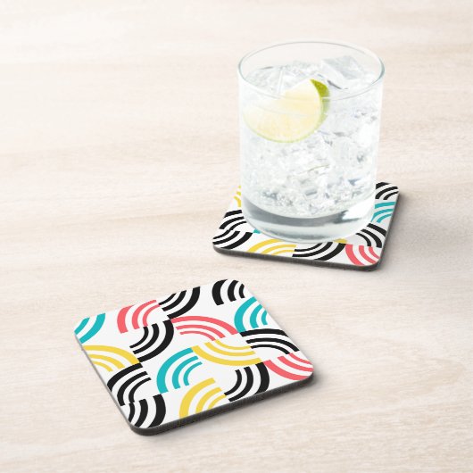 Farbenfrohe, moderne, lustige, fröhliche geometris getränkeuntersetzer (Rechte Seite)