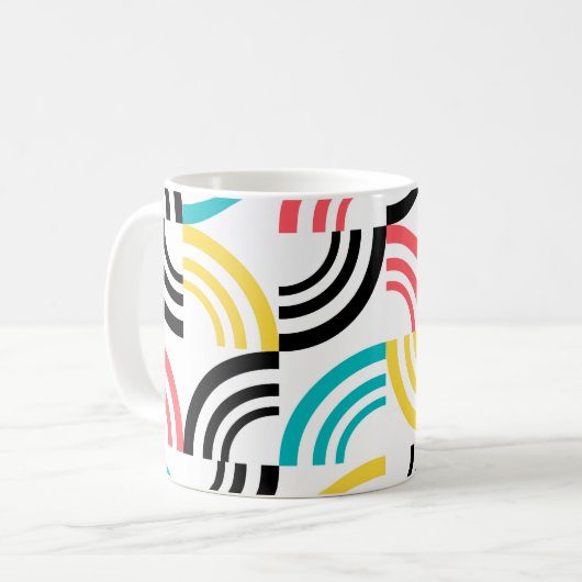 Farbenfrohe, moderne, lustige, fröhliche geometris kaffeetasse (Vorderseite Links)