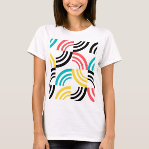 Farbenfrohe, moderne, lustige, fröhliche geometris T-Shirt