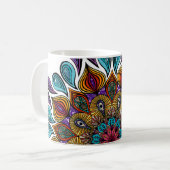 Farbenfrohe Moderne Mandala Trippy Psychedelic Hip Kaffeetasse (Vorderseite Links)